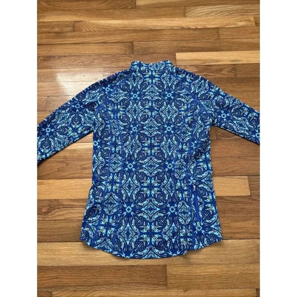 Coolibar UPF 50+ Long Sleeve Freestyle Shirt/Rash Guard 3/4 Zip Blue Size XS - Picture 6 of 7
